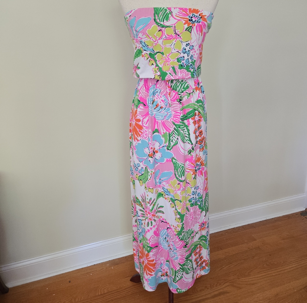 Lilly Pulitzer Strapless Floral Maxi Dress